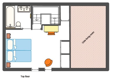 Indeling bovenste verdieping chalet La Piste