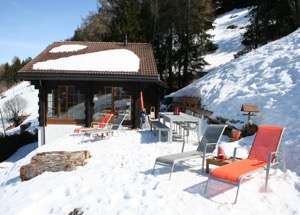 Winter terras chalet La Piste